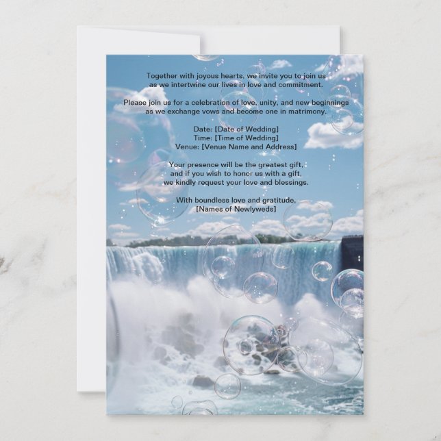 Sunny Bubbly Waterfall Wedding Invitation (Front)