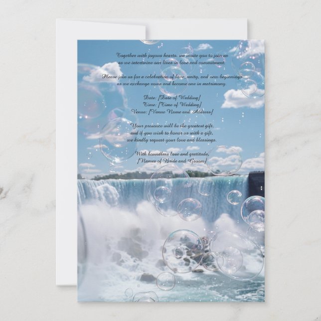 Sunny Bubbly Waterfall Wedding Invitation (AI) (Front)