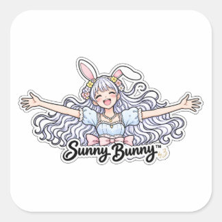 Sunny Bunny™ | Original Bunny Girl Character Stick Square Sticker