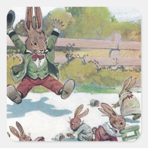 Sunny Bunny Shouts GO Square Sticker