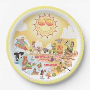 Sunny California Beach Paper Plate