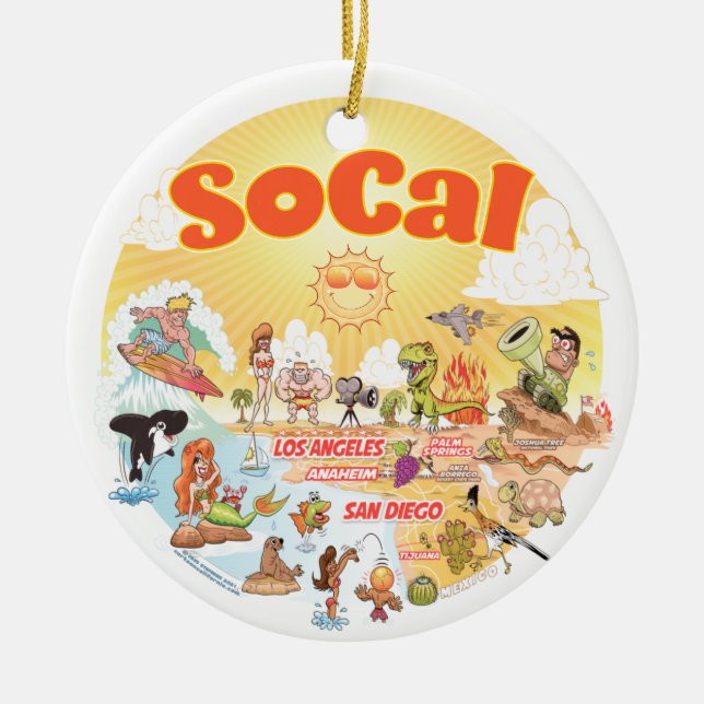Sunny California Ceramic Ornament (Front)