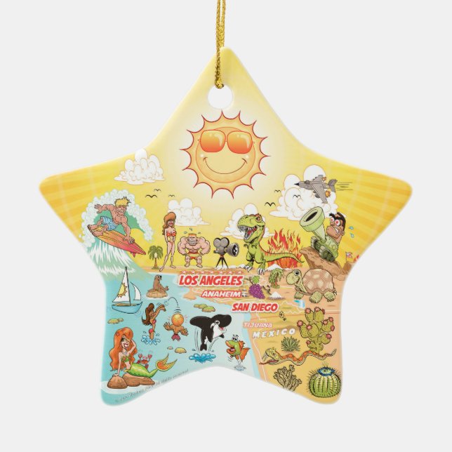 Sunny California Ceramic Tree Decoration (Front)