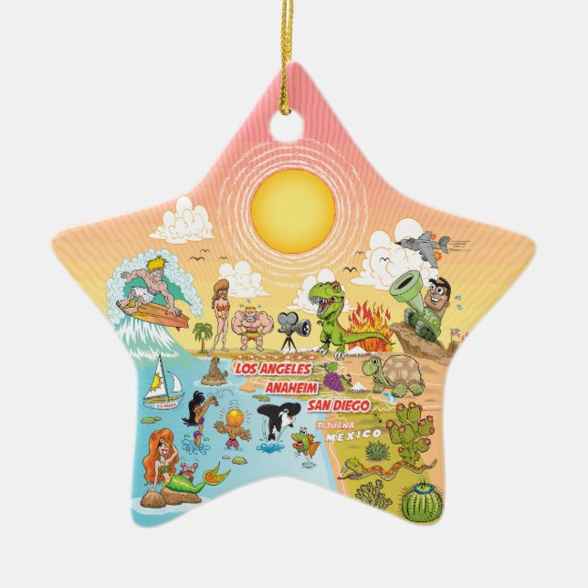 Sunny California Ceramic Tree Decoration (Front)