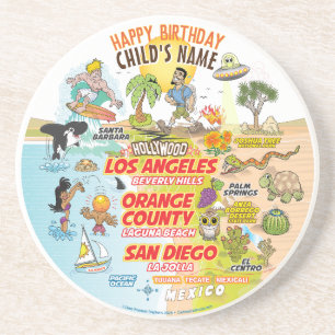 Sunny California Edible Frosting Round Coaster