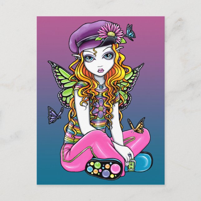 "Sunny" Candied Butterfly Rainbow Fairy Postcard (Front)