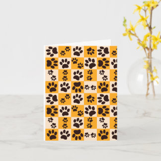 Sunny Cat Paw Print Checkerboard Card