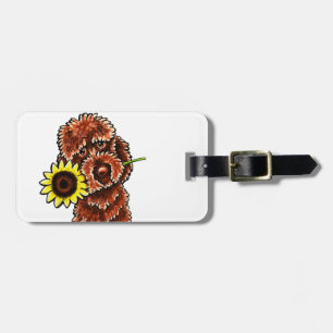 Sunny Chocolate Labradoodle Off-Leash Art™ Luggage Tag