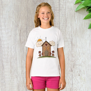 Sunny Church With Flowers Rustic Country Charm T-Shirt