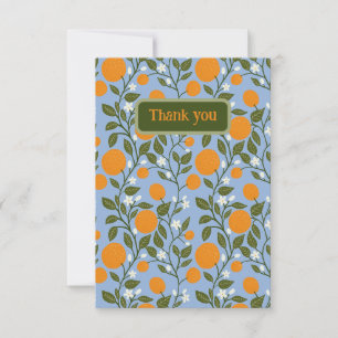 Sunny Citrus Oranges Grove Pattern Thank You Card