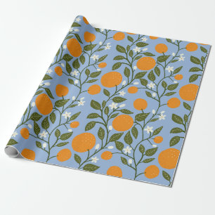 Sunny Citrus Oranges Grove Pattern Wrapping Paper