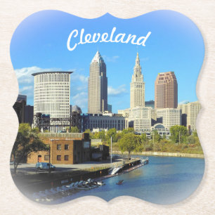 Sunny Cleveland River View Paper Coaster