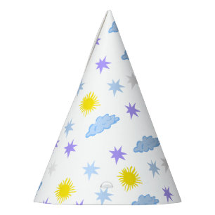 Sunny, Cloudy, Starry Weather Pattern Funny Party Hat