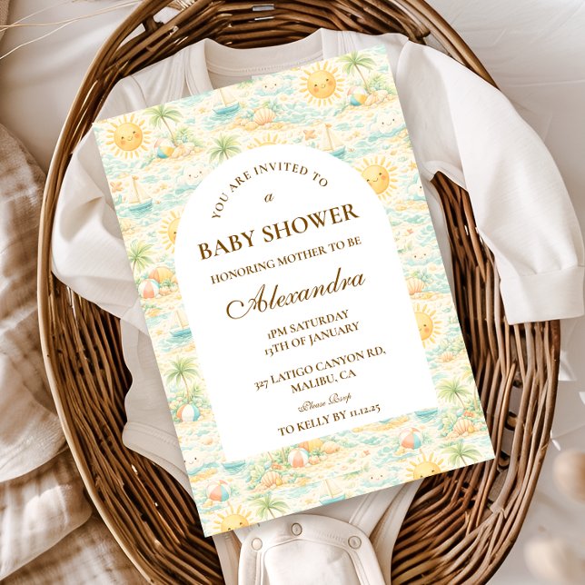 Sunny Coastal Beach Baby Shower Invitation (Creator Uploaded)