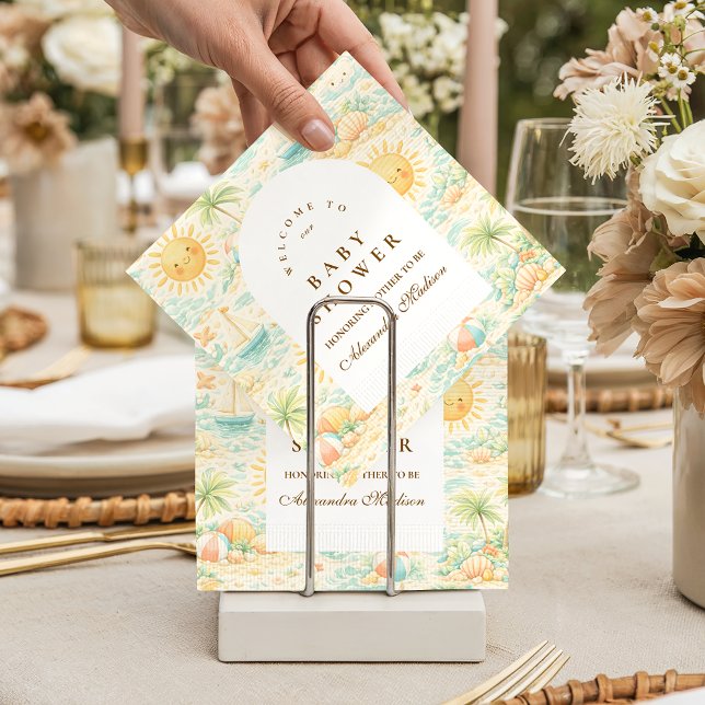 Sunny Coastal Beach Baby Shower Napkin (Creator Uploaded)
