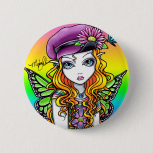 "Sunny" Cute Rainbow Butterfly Fairy Button
