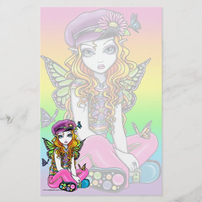 "Sunny" Cute Rainbow Butterfly Fairy Stationery (Front)