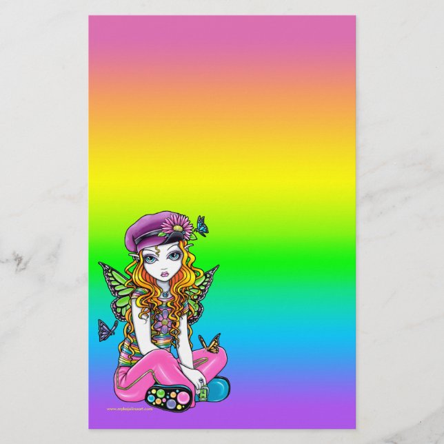 "Sunny" Cute Rainbow Butterfly Fairy Stationery (Front)