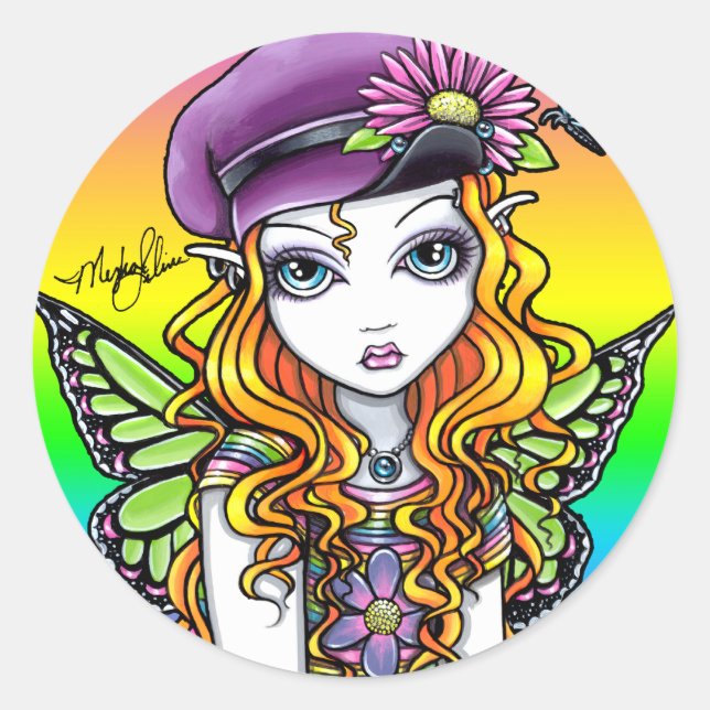 "Sunny" Cute Rainbow Butterfly Fairy Stickers (Front)