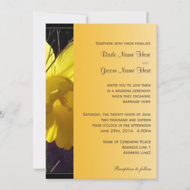 sunny daffodil flower wedding invitation (Front)