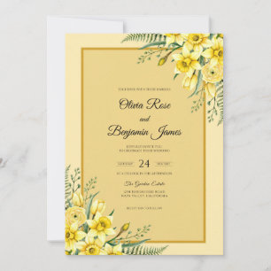 Sunny Daffodil Watercolor Wedding Invitation