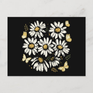 Sunny Daisy Bloom Retro Yellow Flower Postcard