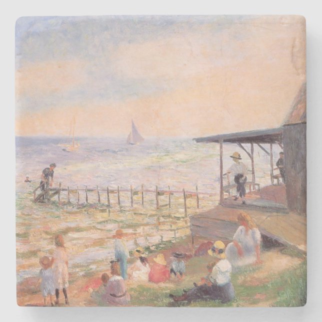 Sunny Day at the Beach Stone Coaster (Front)