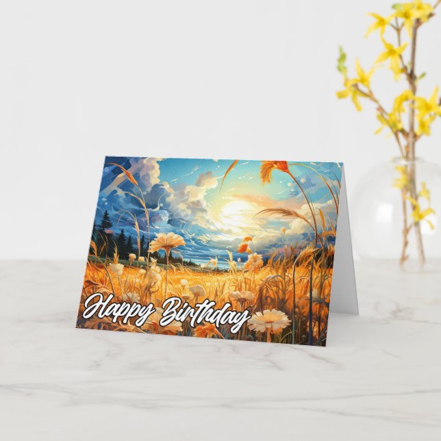 Sunny Day In the Prairie | Happy Birthday Card (Yellow Flower)