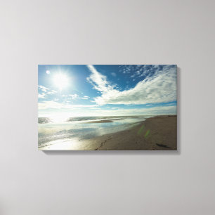 Sunny day on a winter sandy beach canvas print