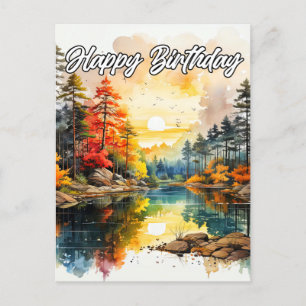 Sunny Day On the Pond   Happy Birthday Postcard