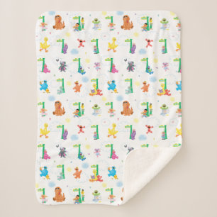 Sunny Day Sesame Street Pattern Sherpa Blanket