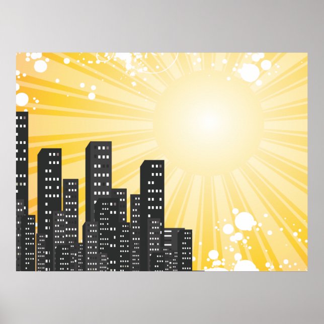 sunny day vector cityscape poster (Front)