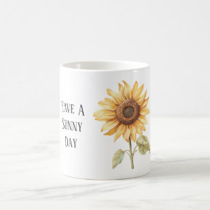 Sunny Day White Yellow Sunflower Coffee Mug