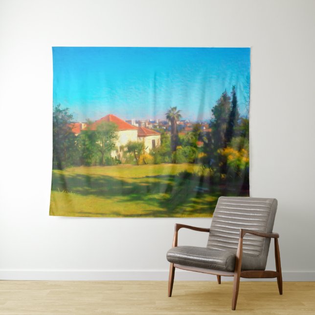 Sunny Day Yemin Moshe View JerIsalem Israel Oil Po Tapestry (In Situ (Horizontal))