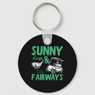 Sunny Days And Fairways Illustration Key Ring