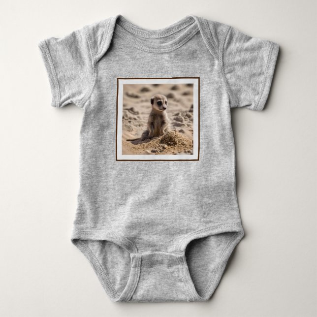 "Sunny Days: Baby Meerkat's Beach Adventure" Bodysuit (Front)