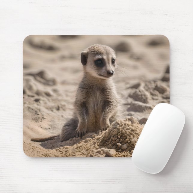 "Sunny Days: Baby Meerkat's Beach Adventure" Mouse Pad (With Mouse)