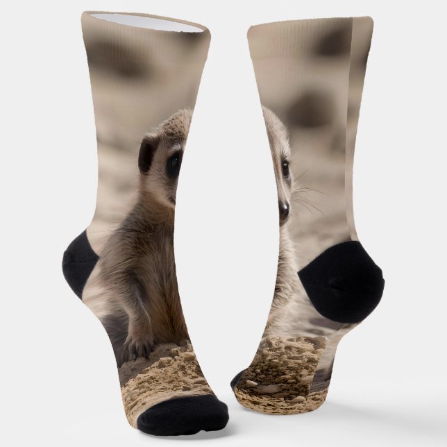 "Sunny Days: Baby Meerkat's Beach Adventure" Socks (Angled)
