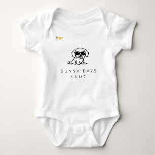 Sunny Days Dachshund Puppy Custom Name  Baby Bodysuit