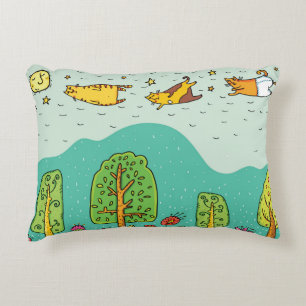 Sunny Days Flying Cats Pets Cute Baby Nursery Decorative Cushion