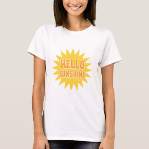 Sunny Days Hello Sunshine Lettering Yellow Sun Tex T-Shirt