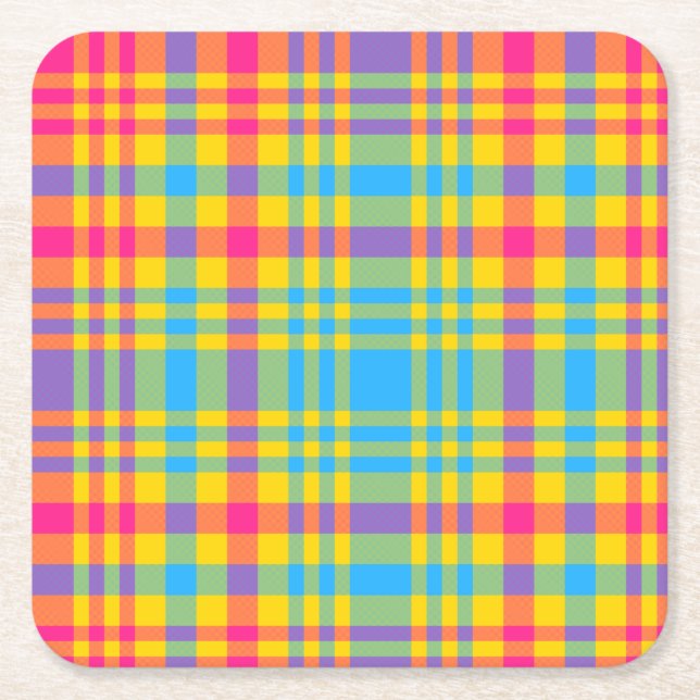 Sunny Days Plaid Paper Coasters (Front)