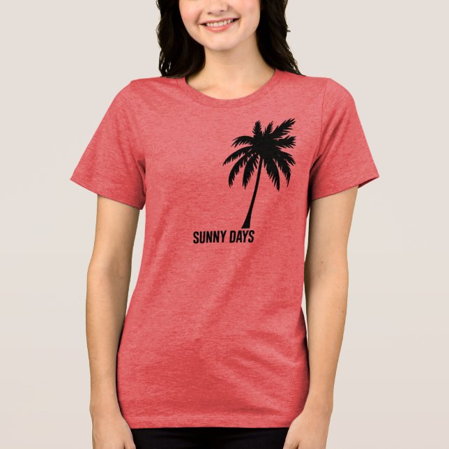 Sunny Days T-Shirt - Minimalist Palm Tree Silhouet Tri-Blend Shirt (Front)