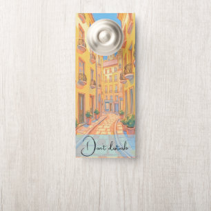 Sunny European Street Cosy Architecture Travel Art Door Hanger