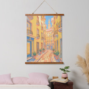 Sunny European Street Cosy Architecture Travel Art Hanging Tapestry