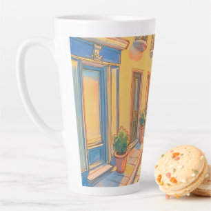 Sunny European Street Cosy Architecture Travel Art Latte Mug