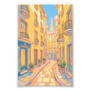 Sunny European Street Photo Print – Cosy Travel 