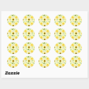 Sunny Floral Pattern Napkins Classic Round Sticker