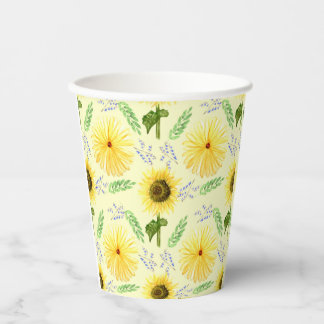 Sunny Floral Pattern Napkins Paper Cups