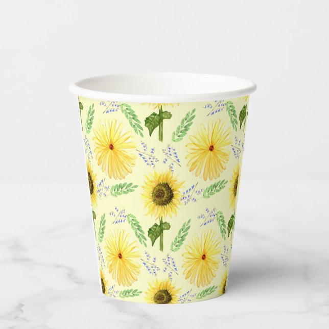 Sunny Floral Pattern Napkins Paper Cups (Front)